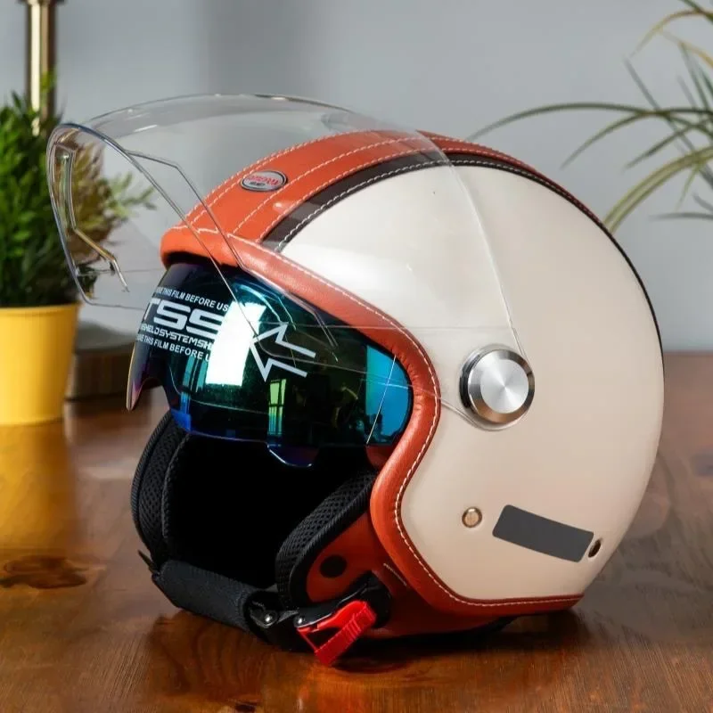 Vintage Leather Open Face Helm - Vintage Open Face Retro Helmet 评论和价格