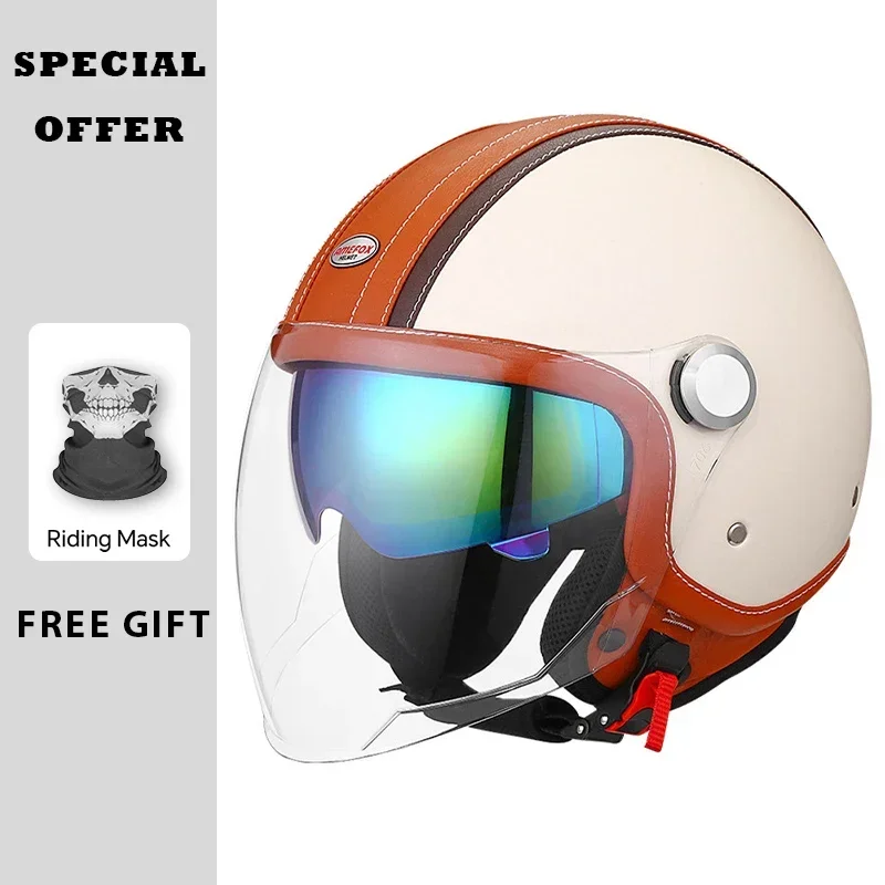 Vintage Leather Open Face Helm - Vintage Open Face Retro Helmet 评论和价格