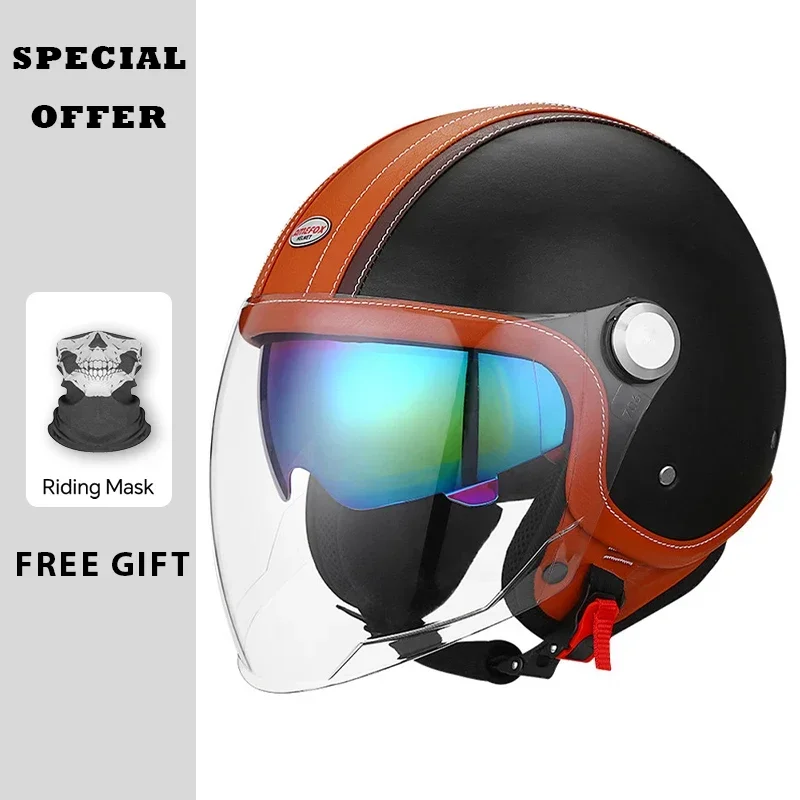 Vintage Leather Open Face Helm - Vintage Open Face Retro Helmet 评论和价格